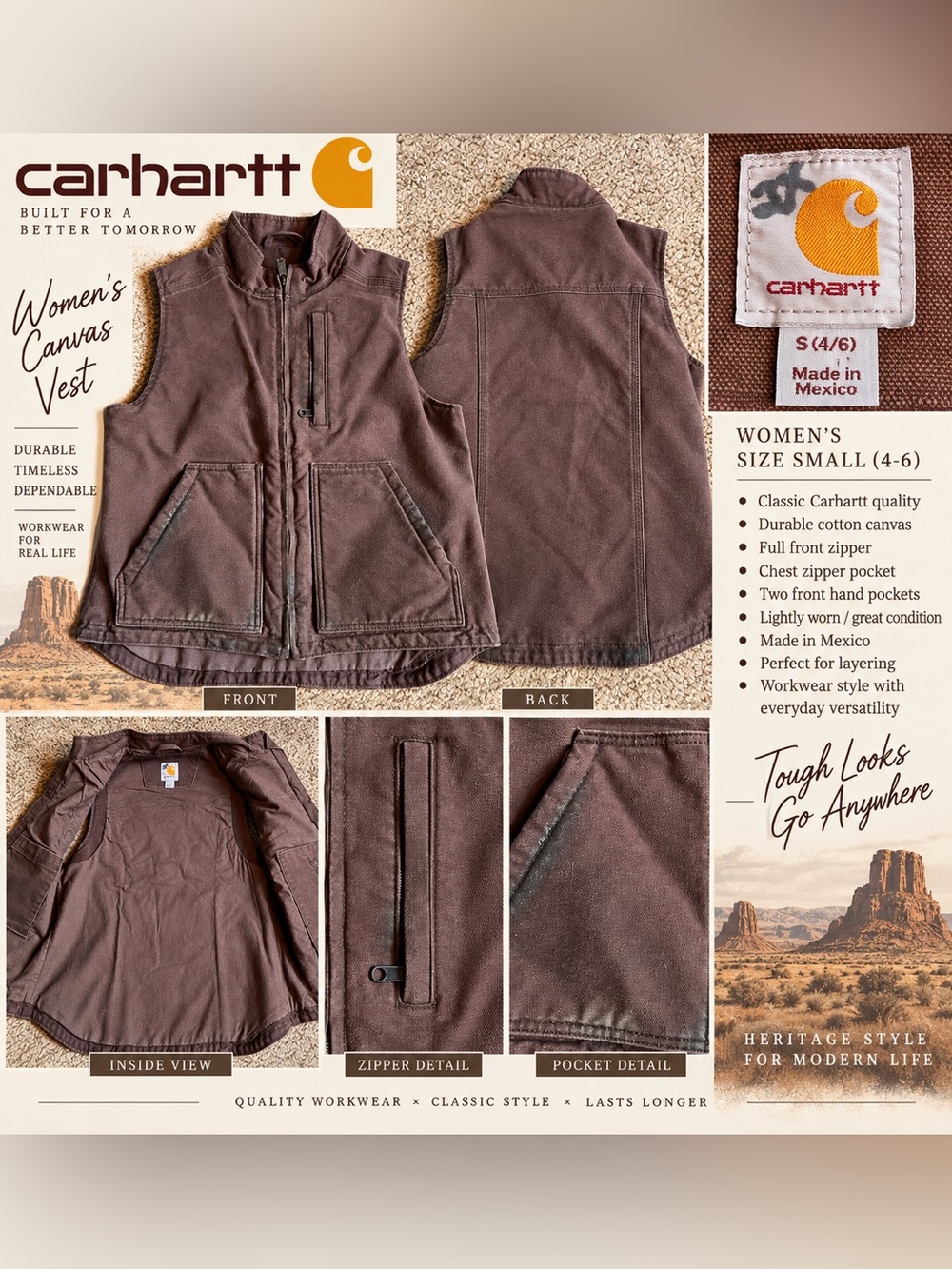 Carhartt Brown Women's Sleeveless Utility Vest